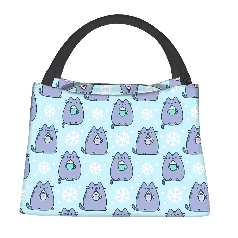 Pusheen Kitties Winter Warmth Insulated Lunch Bag Kawaii Hot Chocolate Cat NEW